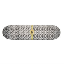 Elegantes Damast-Monogramm-Skateboard Skateboarddecks