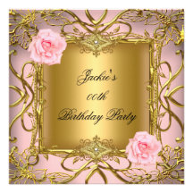 Elegantes Geburtstags-Party-Rosen-Rosa-Gold Individuelle Ankündigung