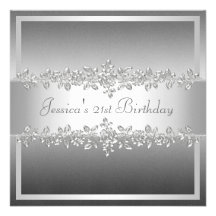 Elegantes graues silbernes Rosen-Geburtstags-Party Personalisierte Einladungskarten