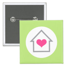 Elegantes Haus mit Herz-Zuhause Anstecknadelbuttons