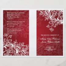Elegantes Hochzeits-Programm-Vintager Wirbel rot Flyer Druck