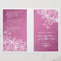 Elegantes Hochzeits-Programm-Vintages Wirbels-Rosa Flyer
