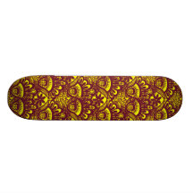 Elegantes kastanienbraunes und gelbes Spitze-Damas Individuelle Skateboarddecks