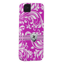 Elegantes lila und weißes Damasked Muster iPhone 4 Case-Mate Hüllen