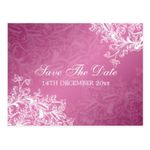Elegantes Save the Date Vintages Wirbels-Rosa Postkarten