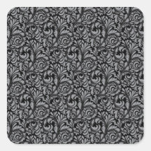 Elegantes schwarzer und silberner Damast-Blumenmus Sticker