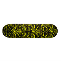 Elegantes Vintages gelbes schwarzes Damast-Spitze- Personalisierte Skatedecks
