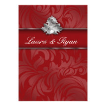 Elegantes Weihnachtshochzeits-Diamant-Blatt-Strude Personalisierte Einladungskarten