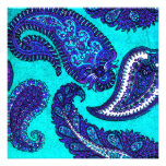 Elektrische Aqua-Paisley-Hochzeits-Einladung