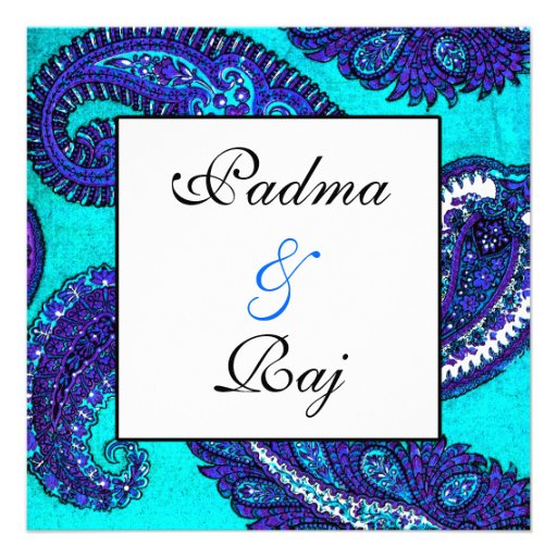 Elektrische Aqua-Paisley-Hochzeits-Einladung