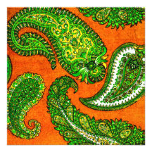 Elektrische orange u. grüne Paisley-Hochzeits-Einl