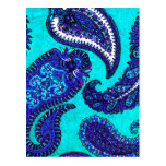 Elektrisches Aqua-blauer Inder Paisley Postkarte