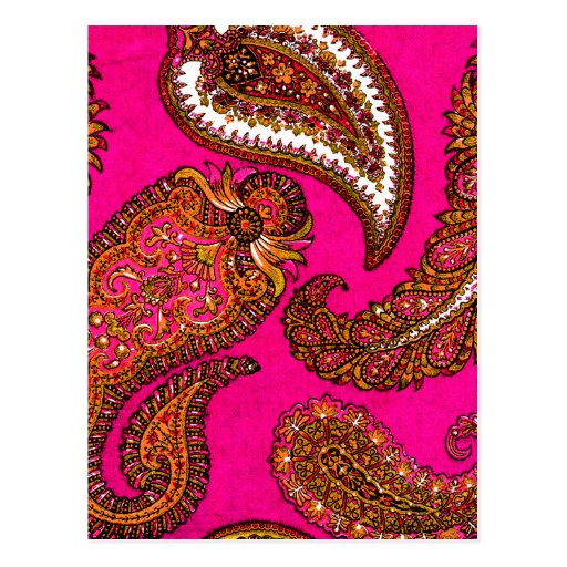 Elektrisches Fuscia Inder-Paisley-Rosa Postkarte