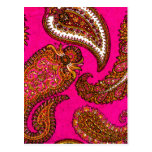 Elektrisches Fuscia Inder-Paisley-Rosa Postkarte