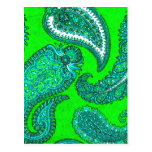 Elektrisches Grün und Aqua-blauer Inder Paisley Postkarte