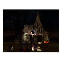 Elf-Hexe-Halloween-Postkarte