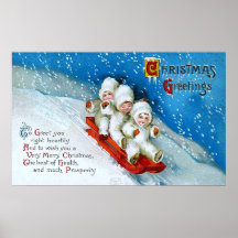 Ellen H. Clapsaddle: Winter-Kinder auf Schlitten Plakat