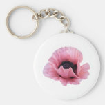 Empfindliche rosa Mohnblume Schlüsselanhänger