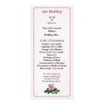 Empfindliches rosa Rosen-Hochzeits-Programm Kartendruck