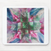 Encaustic Mandala green pink blue drops Mauspads