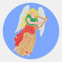 Engel angel runder aufkleber