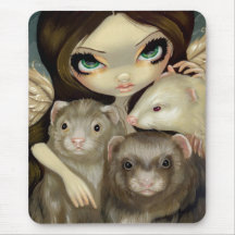 "Engel mit Frettchen" Mousepad