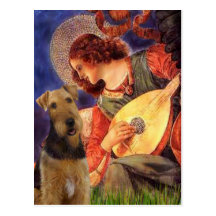 Engel mit Mandoline - Airedale Terrier Postkarten