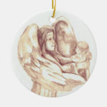 Engel und Babysepia-runde Weihnachtsverzierung Ornament