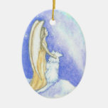 Engel und Wolf-Aurora Borealis Weihnachtsverzierun Ornament