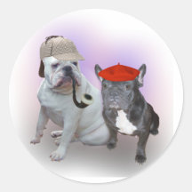 Englische Bulldogge und französische Bulldogge Runde Sticker