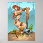 Enormes Plakat - sexy RedheadCavewomanPinup - Al R