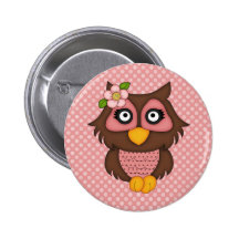 Entzückende rosa Retro Eulen-T-Shirts und Geschenk Buttons