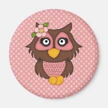 Entzückende rosa Retro Eulen-T-Shirts und Geschenk Magnete