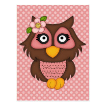 Entzückende rosa Retro Eulen-T-Shirts und Geschenk Postkarte
