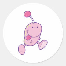 entzückendes rosa Goofballmonster Runder Aufkleber