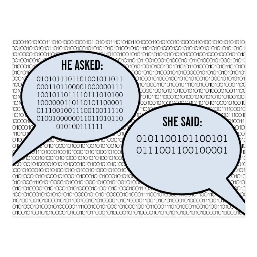 Er sagte, sagte sie binären Code Save the Date Pos Postkarten