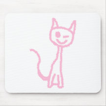 Erblassen Sie - die rosa Katze und blinzeln Mauspads