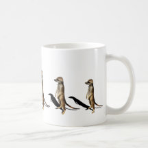 Erdmännchen in Reihe Kaffeetassen