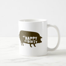 Erhalten Sie erhalten schmutzigen Becher glücklich Tasse