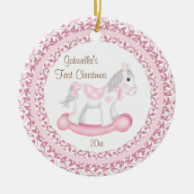 Erste Verzierung des Schaukelpferd-Mädchen-Babys W Ornament