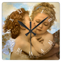 Erster Kuss durch Bouguereau, Vintage viktorianisc Wanduhren