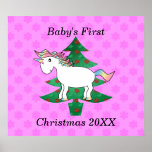 Erstes Einhorn des Babys Weihnachts Plakate