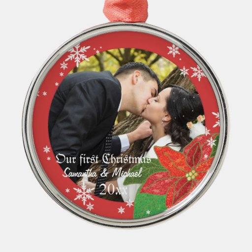 Erstes Geschenk des Poinsettia-Hochzeits-Paares We Ornamente