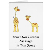 Erwachsener und Baby-Giraffe. Cartoon Grußkarte