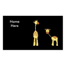 Erwachsener und Baby-Giraffe. Cartoon Visitenkarten Vorlagen