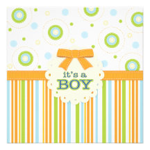 Es ist ein Junge Orange u. Blau-Stich-Babyparty Individuelle Ankündigungskarte
