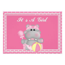 Es ist eine Mädchen-Flusspferd-Babyparty-Einladung