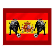 España La Furia Roja futbol Toro-Flagge von Spanie Postkarte