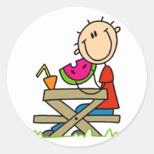 Essen der Wassermelone Runder Aufkleber