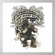 Essen Sie, schlafen Sie, spielen Sie Paintball Posterdruck